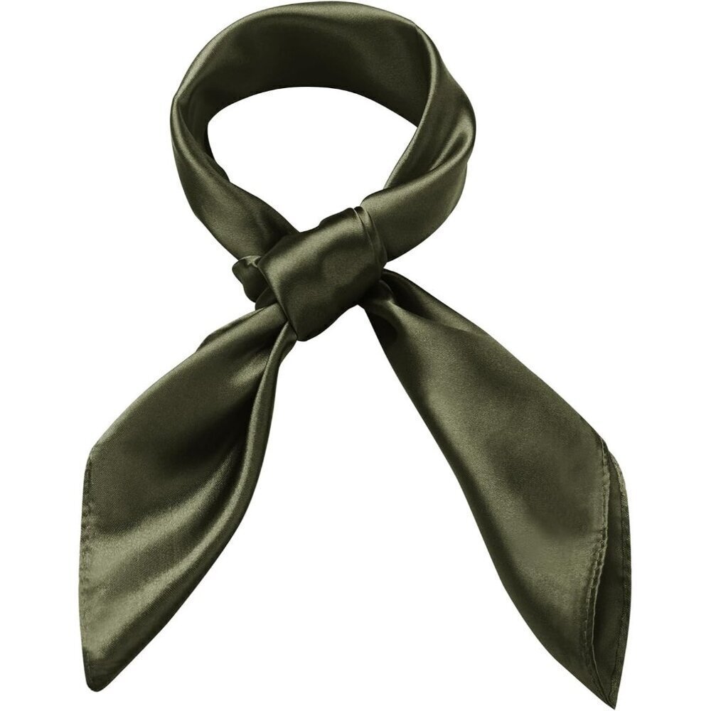 Women's Blackish Silk Feeling Scarf 23.6'' Square Satin Scarf Neck Head Bandana